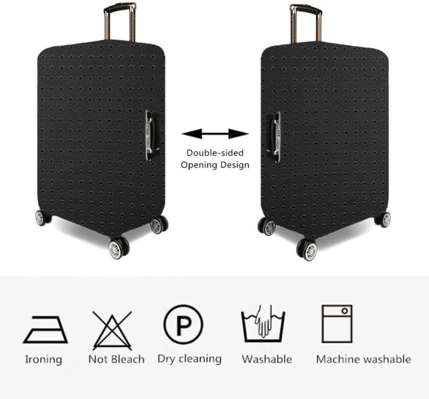 7-mi Water Resistant Print Trolley Case, Black, Size L: Fit 28-30 Inch Luggage - Image 2