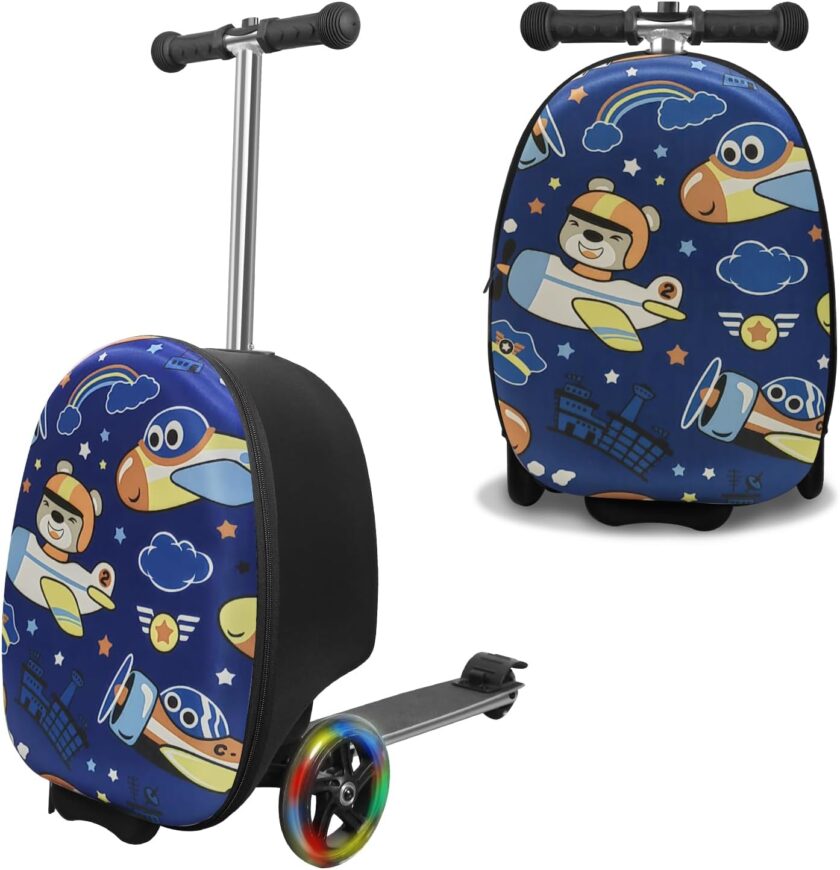 Scooter Suitcase for Kids with  Wheels, Lightweight & Foldable Scooter Luggage for Travel