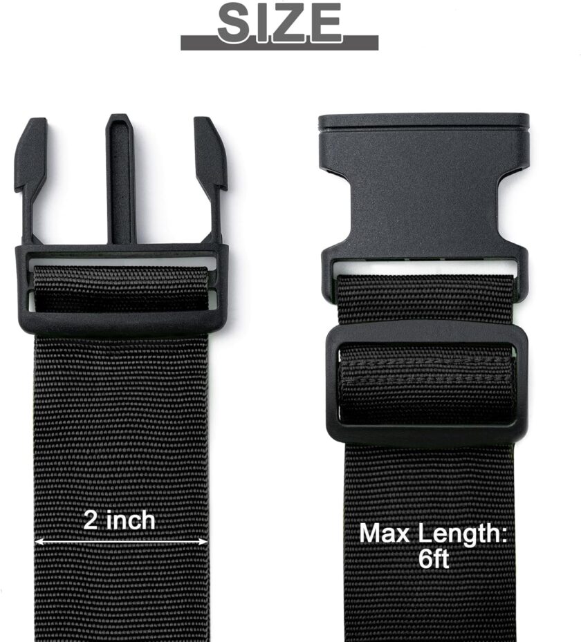 Luggage Straps for Suitcases 4 Pack,  Approved Travel Essentials, Luggage Strap for Travel Suitcase & Bag Closure and for Easy Identification, Travel Accessories for Safety & Convenience (Black) - Image 2