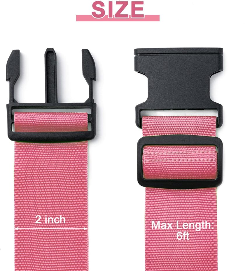 Luggage Straps for Suitcases 4 Pack,  Approved Travel Essentials, Luggage Strap for Travel Suitcase & Bag Closure and for Easy Identification, Travel Accessories for Safety & Convenience (Rose Red) - Image 2