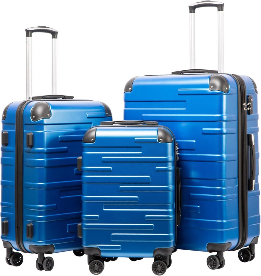 Luggage Expandable(only 28") Suitcase 3 Piece Set with  Lock Spinner 20in24in28in (blue)