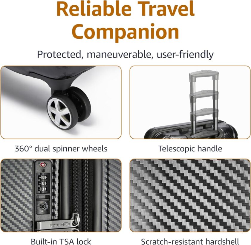30-Inch Hardside Checked Luggage With  Lock, Hardshell Suitcase With Wheels, Expandable For Up to 12.5% More Space, With Scratch-Resistant Surface, 8 Multi-directional Wheels, Black - Image 2